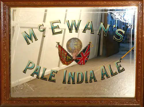 Beveled mirror with bar sign