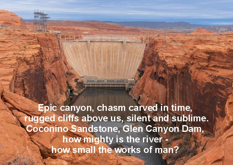Image of Glen Canyon Dam with lyrics by John Wakefield