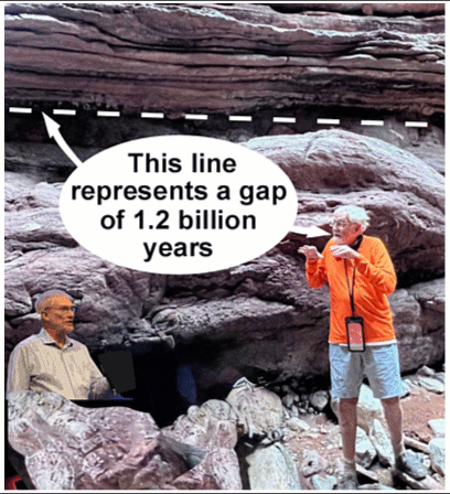 Fictional Young Earth Creationist confronts John Wakefield (original photo edited by the author).