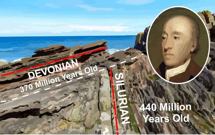 The location of James Hutton’s Eureka moment at Siccar Point in eastern Scotland (original artwork by the author)